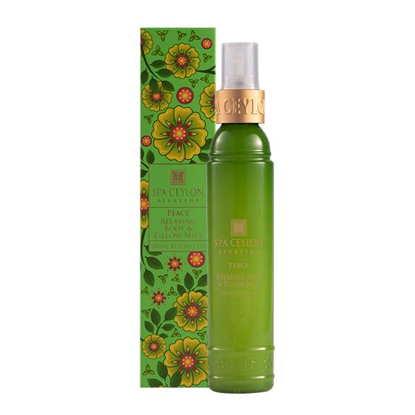 Spa Ceylon Peace Relaxing Body and Pillow Mist | Herbal Skin Care Spray with Lemongrass, Lavender and Peppermint | Hydrating & Calming | 100ml