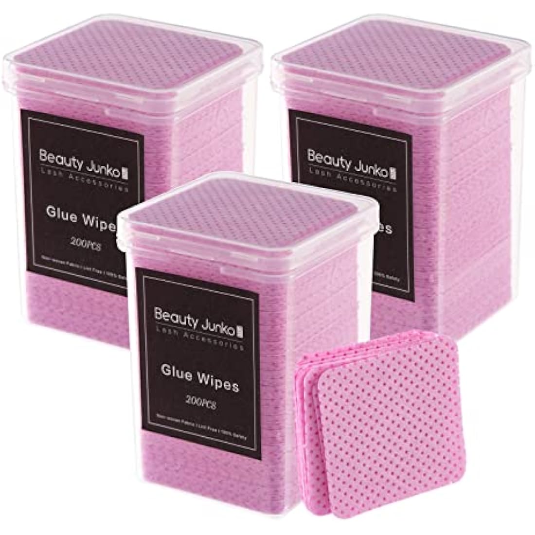 Lint Free Nail Wipes, 600 PCS Eyelash Extension Glue Wipes, Lash Glue Cleaning Pads, Adhesive Wipes, Cotton Pads for Cleaning Tweezers and Glue Bottle Nozzle, Lash Extension Supplies