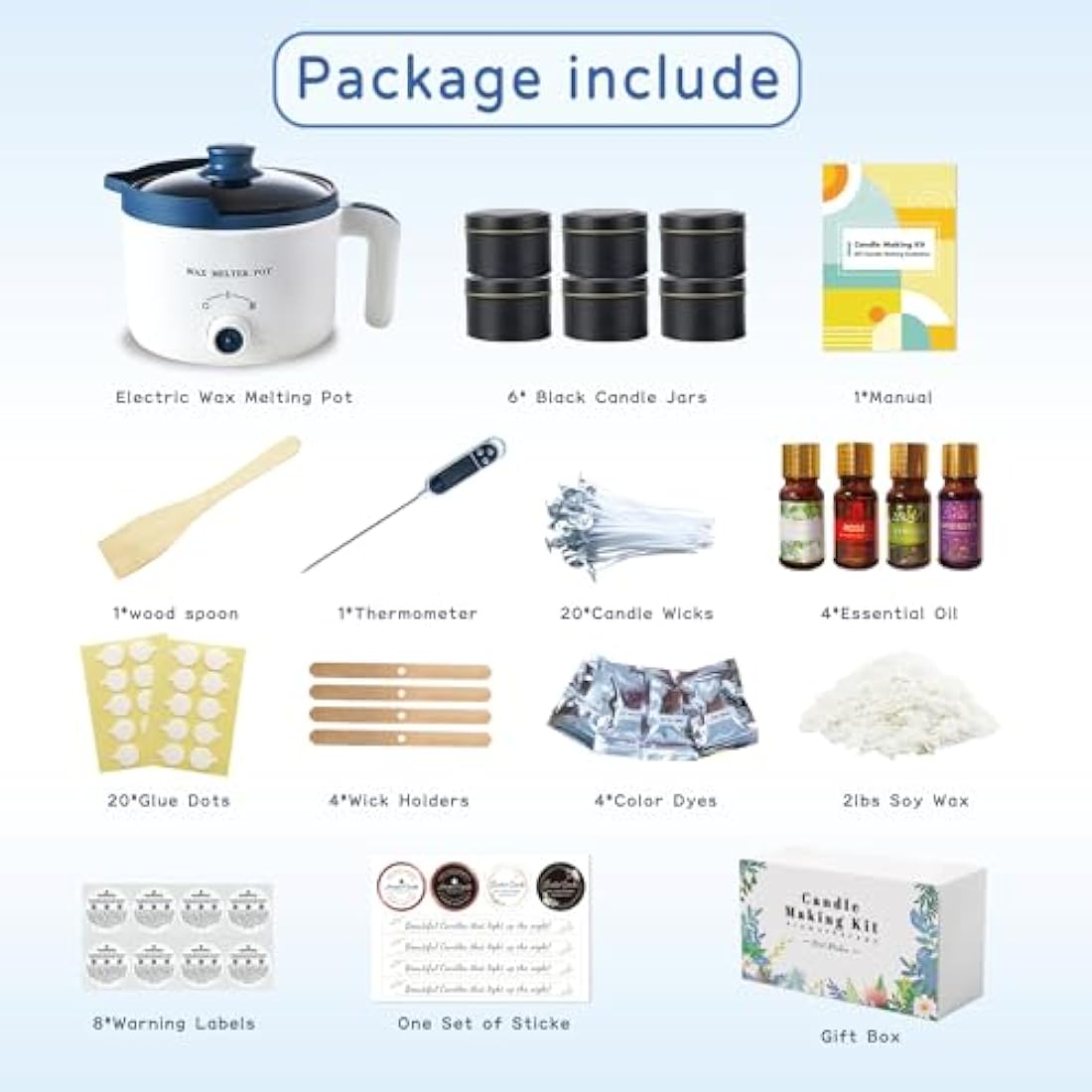 Ksedcon Soy Wax Candle Making Kit for Adults,Wax Melts Kit with Electric Wax Melter to Make Your Own Scented Candles 2lb(900g)