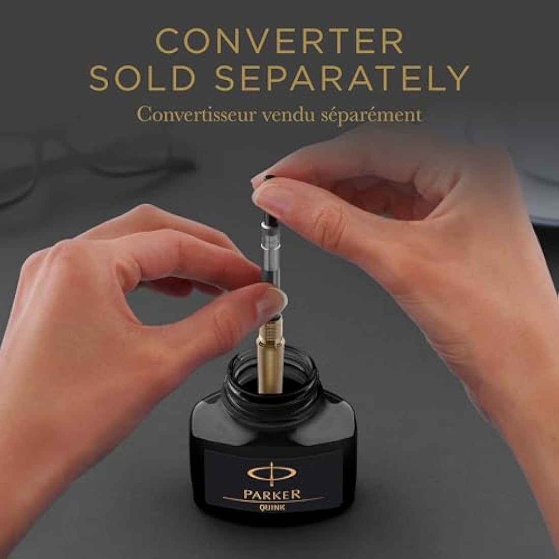 Parker Fountain Pen Ink Bottle | Black QUINK Ink | 57 ml Fountain Pen Refill