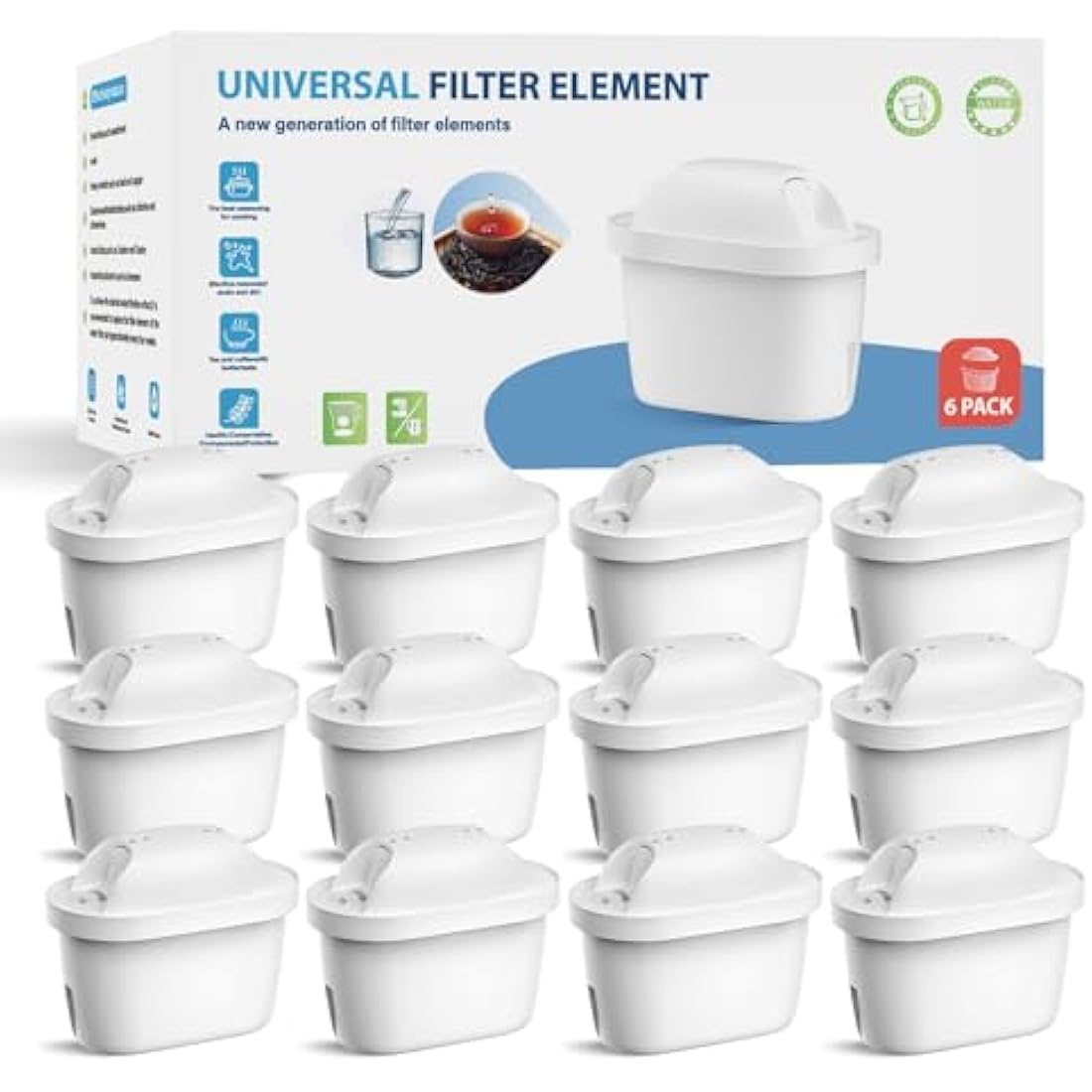 WaterJingYi Water Filter Cartridges Compatible with Brita® Maxtra Pro® All-in-1 and Maxtra+® Plus,Replacement for Brita® Marella® Jug Kettle and Tank, Reduce PFAS, PFOA/PFO, 12 Pack