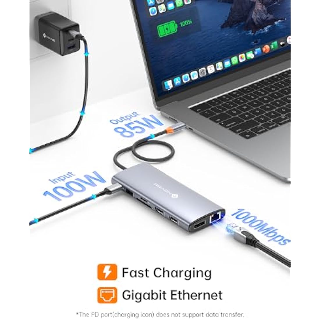 NOVOO USB C Docking Station Triple Display, 14-in-1 USB C to Dual HDMI Adapter with 40cm Cable, Dual 4K@60Hz HDMI, 8K@30Hz DP, 6 USB Ports, SD/TF, 3.5mm Jack, 100W PD, 1Gbps Ethernet for USBC Laptops