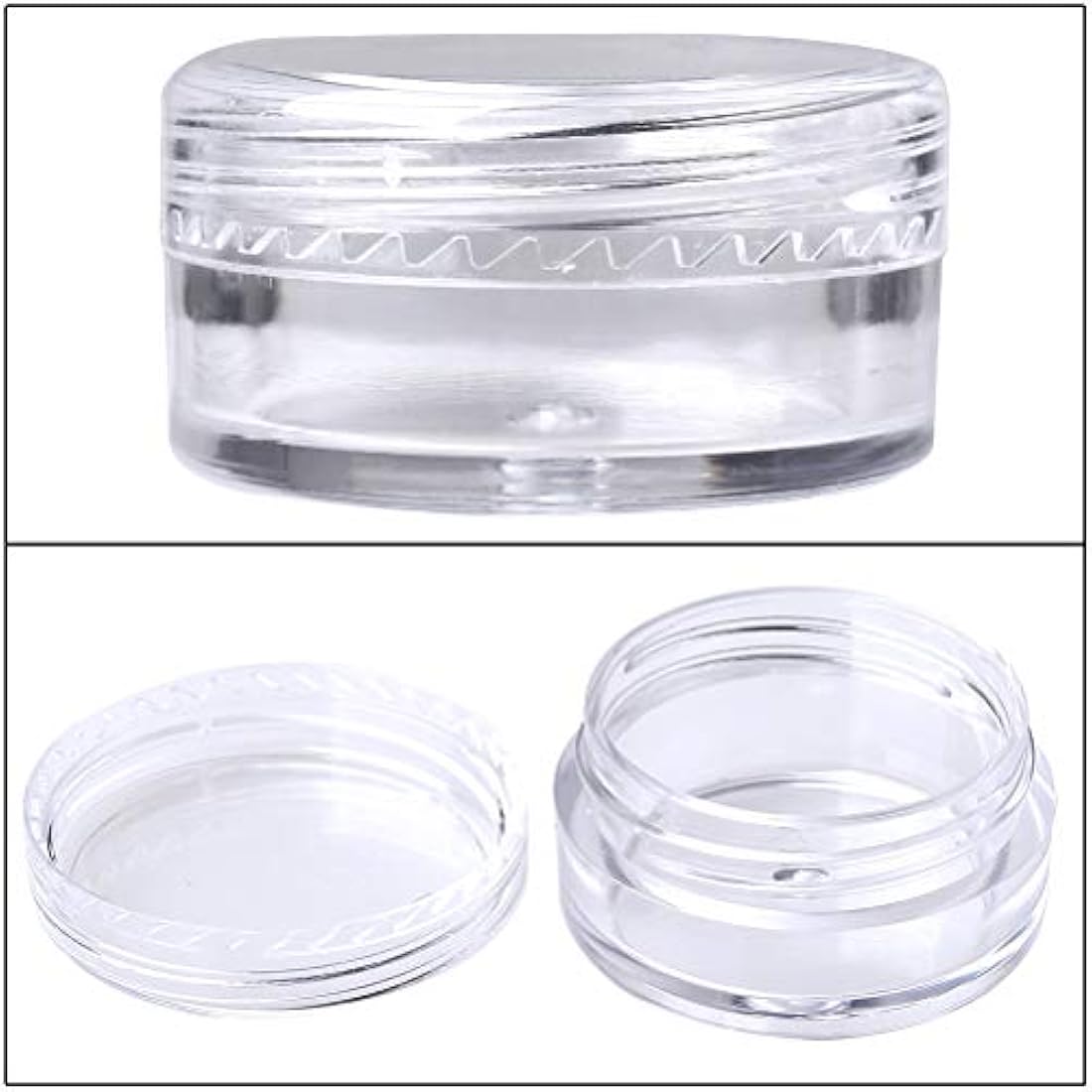 kuou 50 Pcs Empty Plastic Cosmetic Jars, 5ml Sample Containers Pots Bottles with Clear Lids