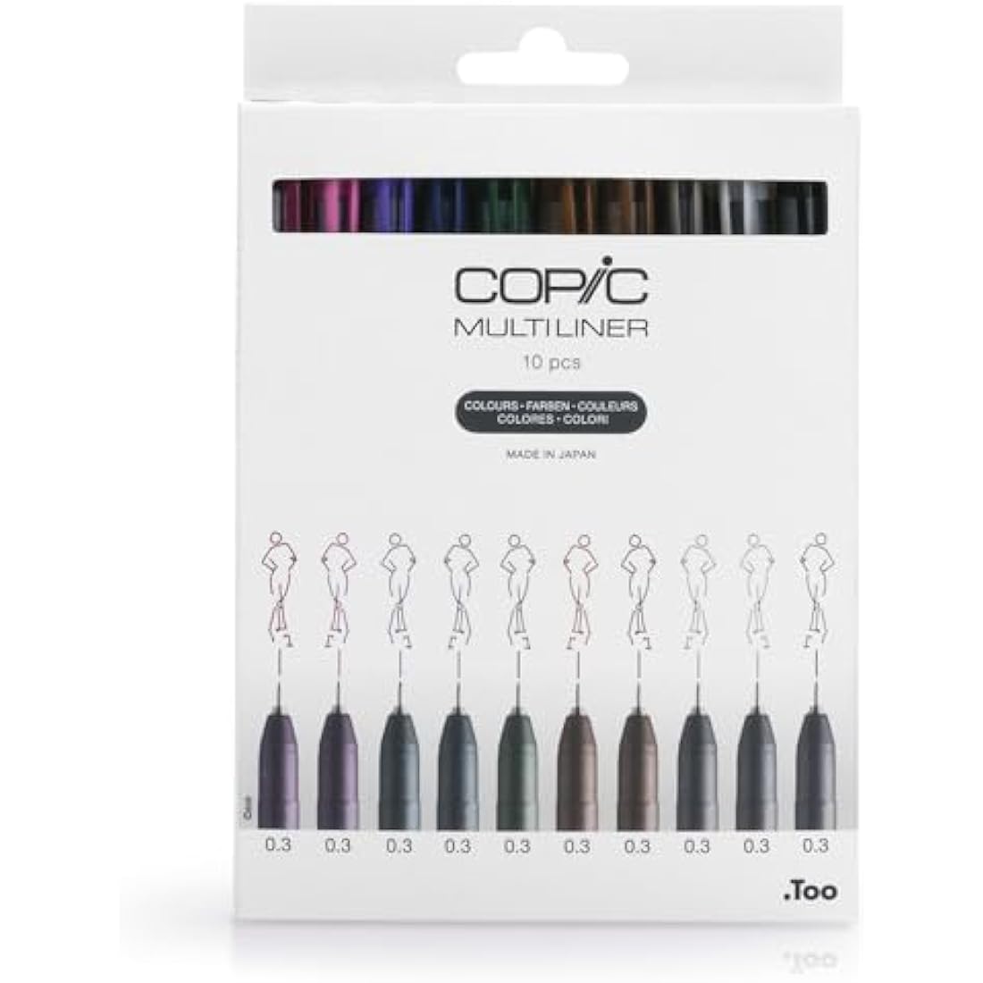 COPIC Multiliner, Multicoloured, Set Of 10, Fine, For Art & Crafts, Colouring, Graphics, Highlighter, Design, Anime, Professional & Beginners, Art Supplies & Colouring Books