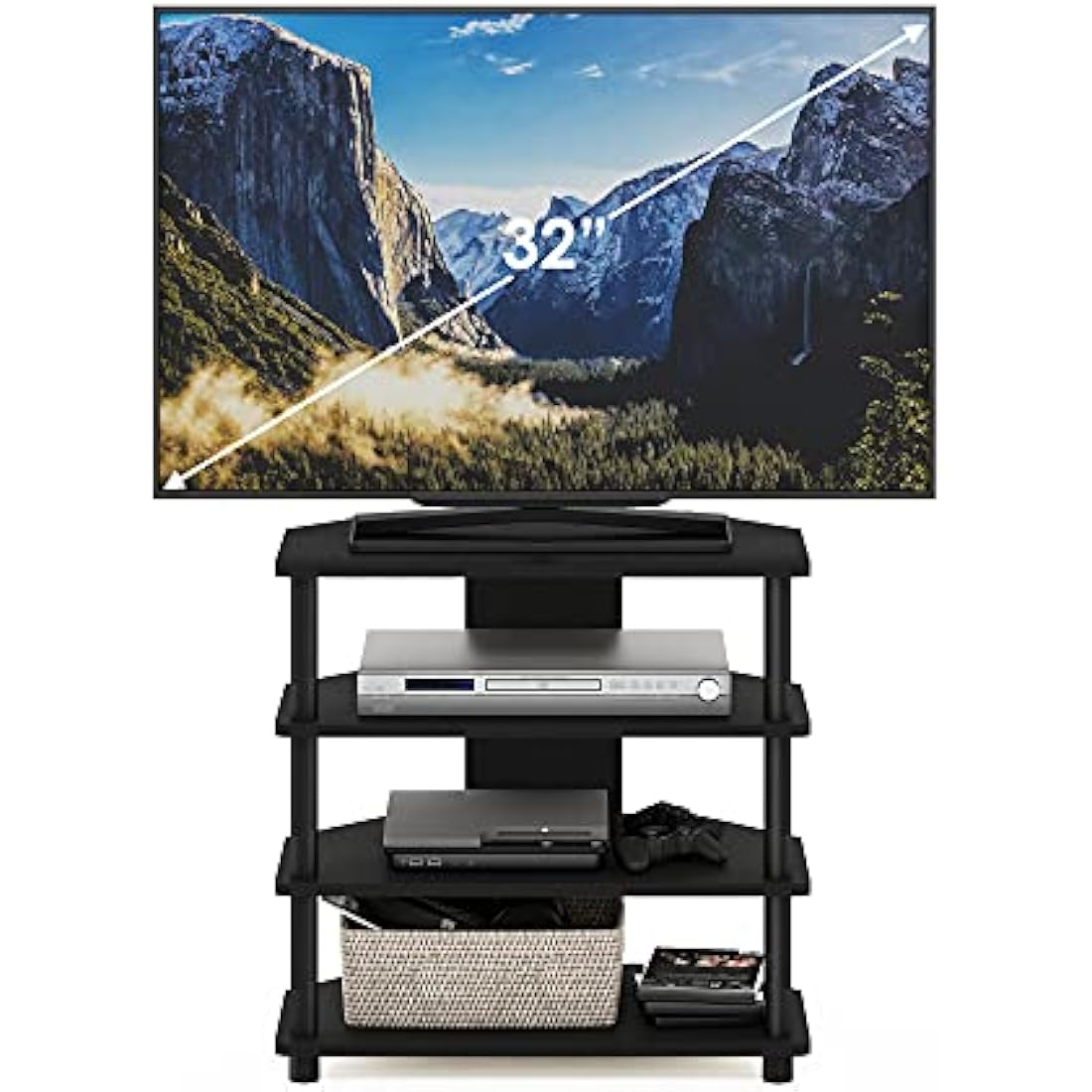 Furinno Econ Easy Assembly 4-Tier Petite TV Stand, Blackwood
