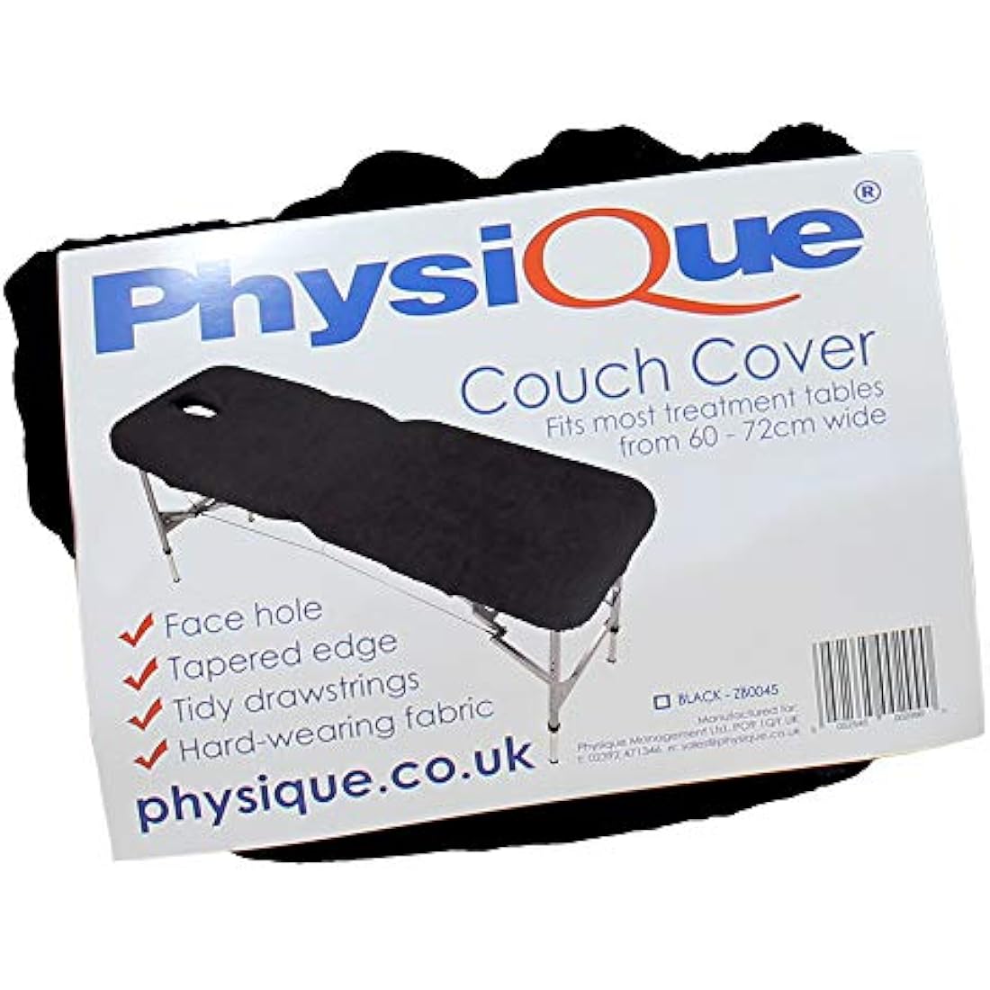 PHYSIQUE Couch Cover for Massage Table/Bed - Protective Cover with Face Hole - Massage Bed Cover, Comfortable and Thick Fabric - Black