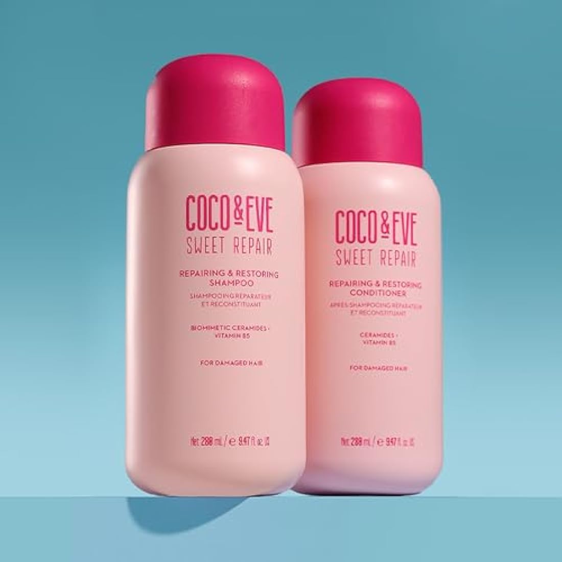 Coco & Eve Repair & Restore Shampoo & Conditioner Bundle. Hydrating & Strengthening Set for Damaged, Color Treated Hair. Deeply Nourish, Reduce Split Ends & Breakage for Healthy Hair. (560 ml)