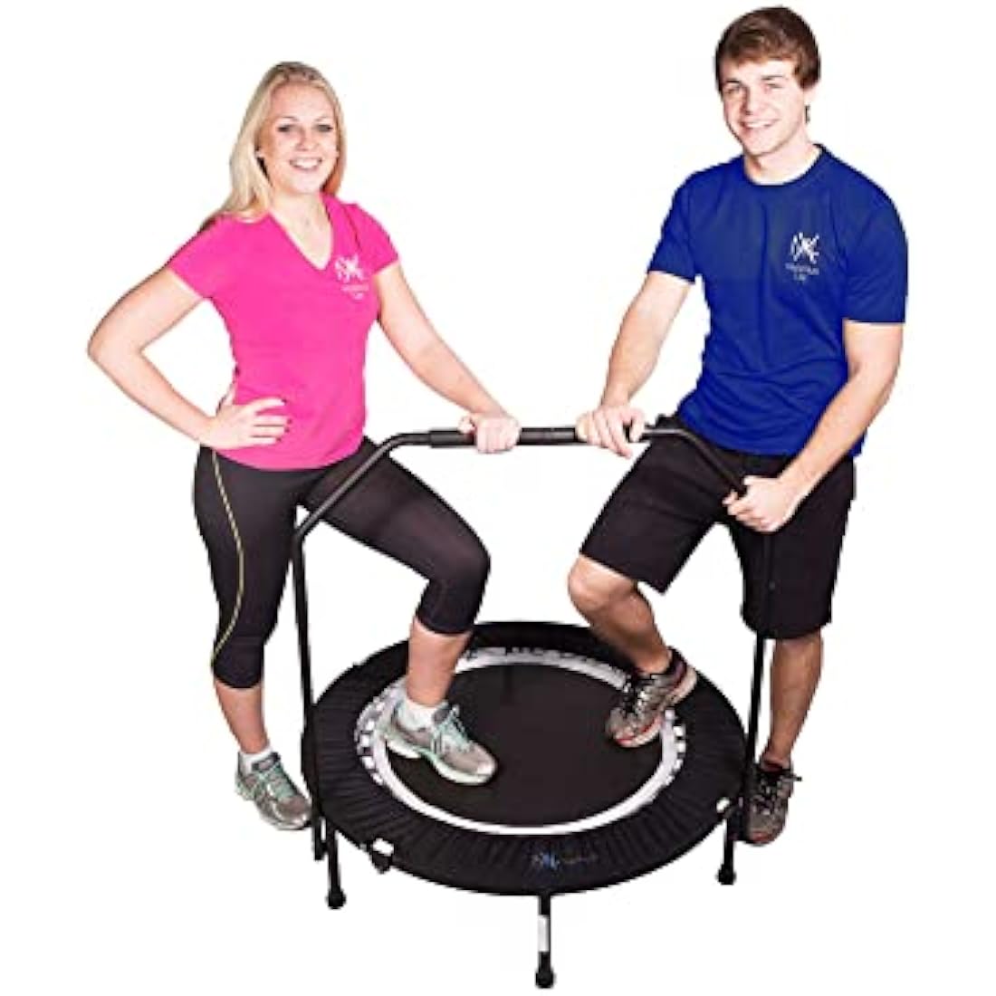 British Brand MaXimus PRO Folding Rebounder Fitness Trampoline | Voted #1 Indoor Mini Exercise Trampoline For Adults With Handlebar | Storage Bag, Resistance Bands, Free Awesome ONLINE & DVD Workouts!