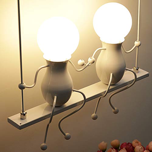 KAWELL Humanoid Creative Wall Light Modern Wall Lamp Simple Wall Sconce Art Deco Max 60W E27 Base Iron Holder for Children Room, Bedroom Bedside,