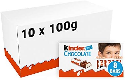 Kinder Chocolate Small Bars, Bulk Chocolate Gift Box, Fine Milk Chocolate Bar with a Milky Filling, Pack of 10 x 100g