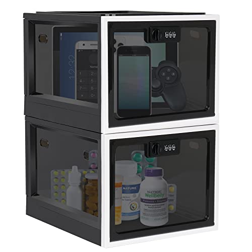 Lalifebuss Medicine Lock Box, Medication Lockable Container for Refrigerator Food Safe Locking Locker Tablet Phone for Kitchen Home School and Office