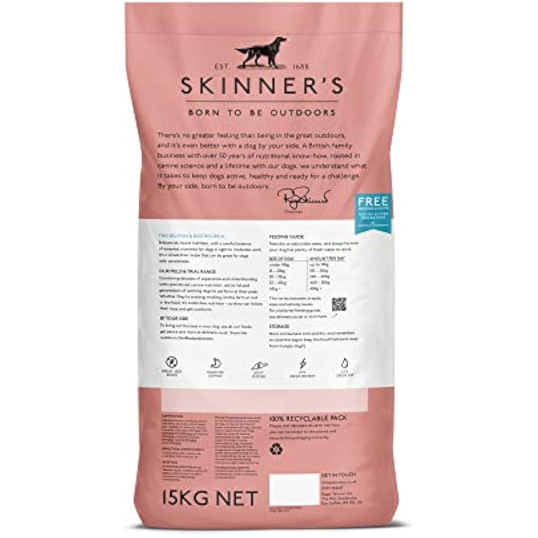 Skinners Field & Trial Salmon & Rice 15kg , Complete Dry Adult Working Dog Food, Gentle Digestion, Glossy Coat