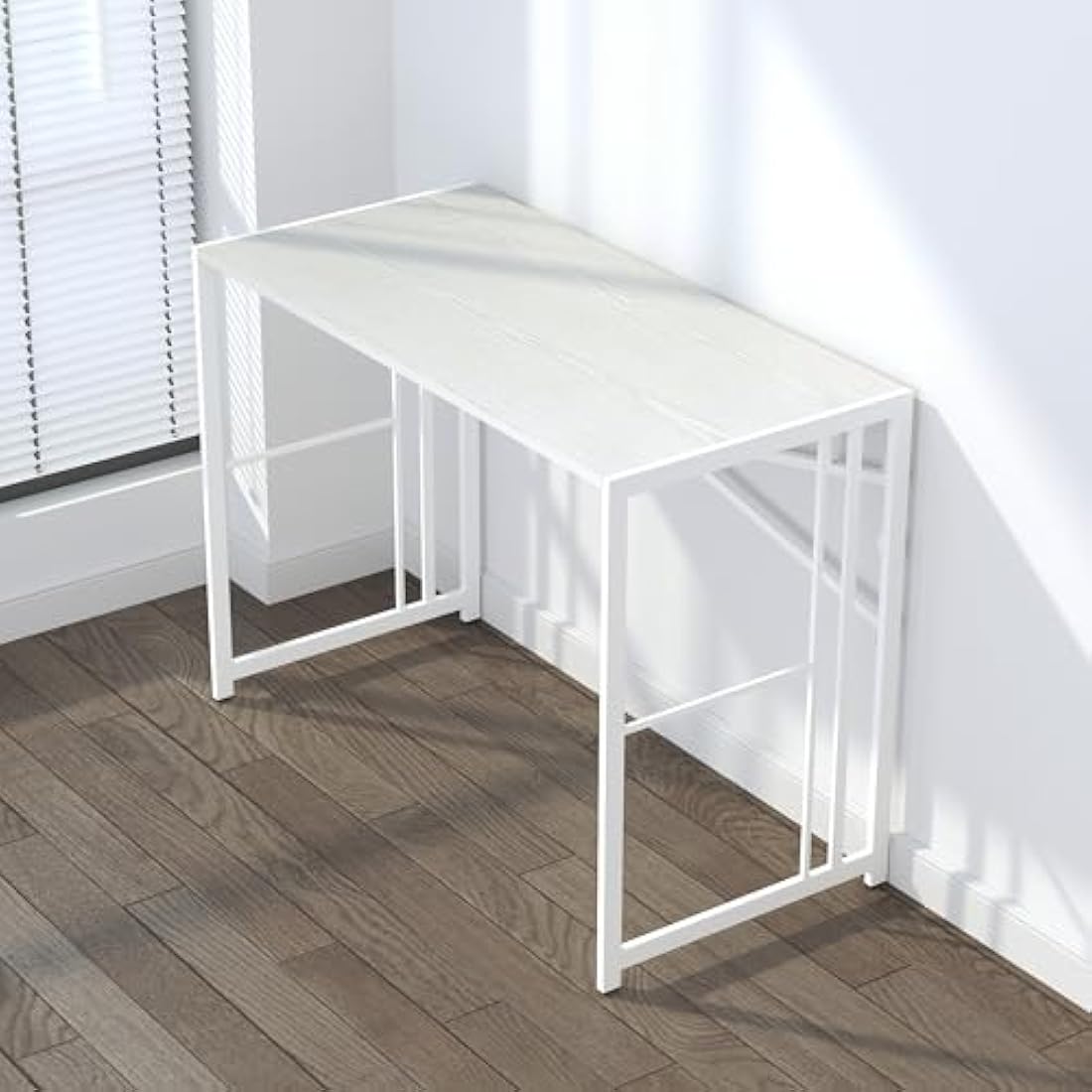 Lutown-Teen 103 cm Folding Desk, Writing Gaming Computer Camping Desk, No Assembly Required Home Office Table, White