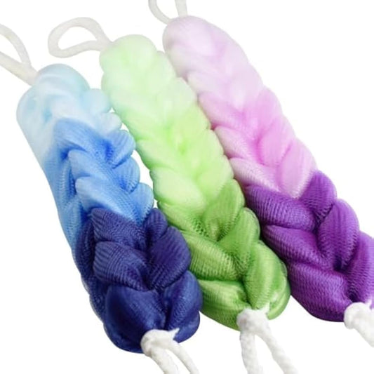 ROSENICE 3pcs Bath Shower Mesh Puff Sponge Back Scrubber Exfoliating Loofah (Random Color)