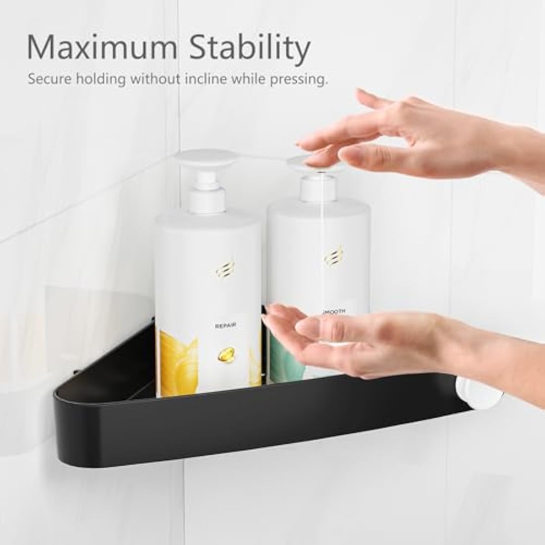 Sotfamily 4 Packs Black Shower Caddy, No Drilling Shower Corner Shelf with Adhesive Pad, Rust Free Plastic Shower Storage for Bathroom, Kitchen, Toilet