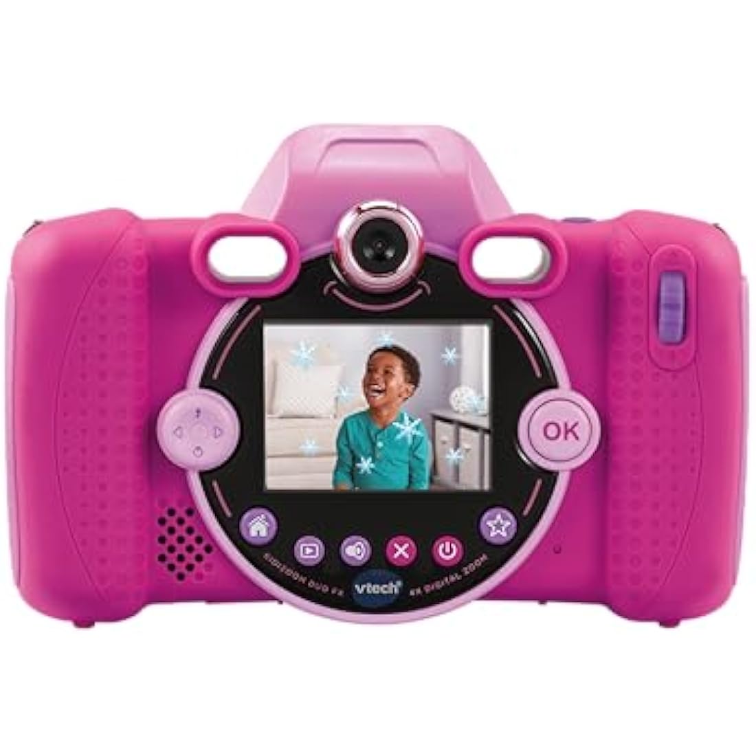 VTech KidiZoom Duo FX, Kids Camera with Colour Screen, 8MP, Photos, Selfies & Videos, AR Filters, 20 games, 75 photo & video effects, filters & frames, for Infants aged 3, 4, 5, 6, 7 + years, Pink