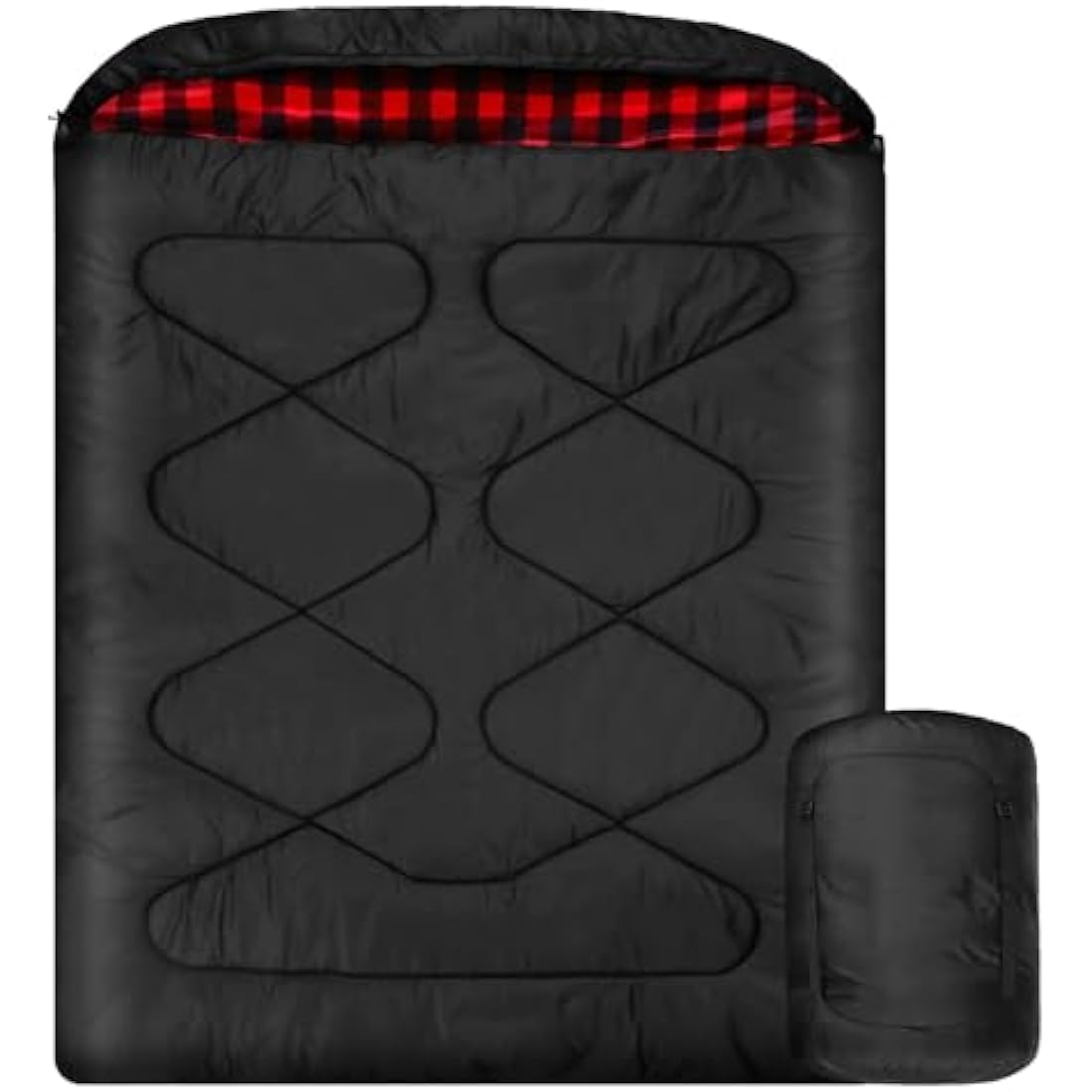 Mcota Cotton flannel double sleeping bags for Winter, waterproof queen size sleeping bag for 2 person cold weather camping, backpacking or traveling, double wide sleeping bags for family or couples