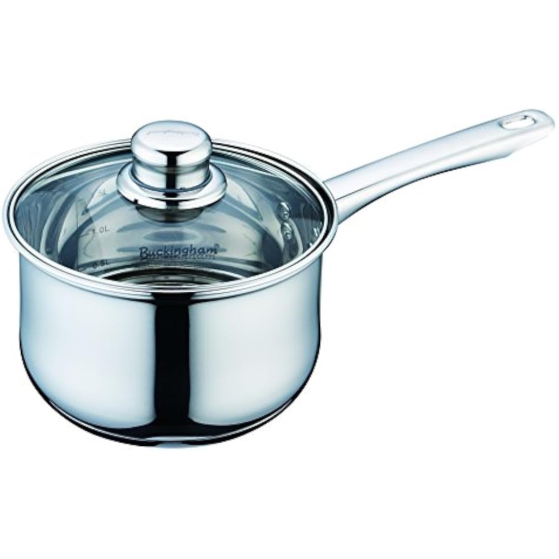 Buckingham Deep Saucepan with Tempered Glass Lid Premium Stainless Steel Cooking Pot Suitable all Heat Source Including Induction 16 Cm 2 Litres by Buckingham