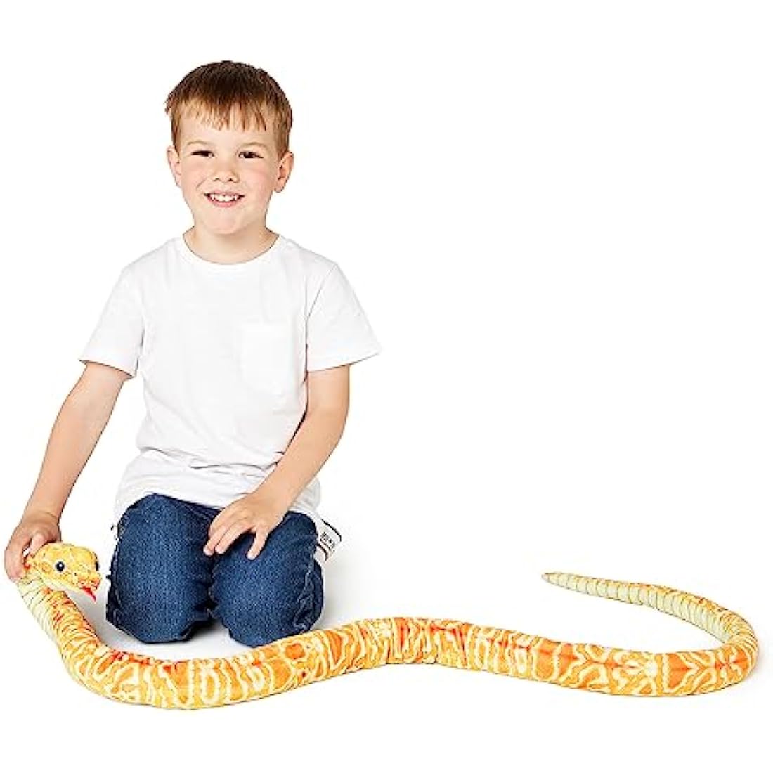Zappi Co Kids Stuffed Soft Cuddly Plush Snake Toy - Part of Safari Animals Collection: Realistic and Lifelike, Perfect for Kids (180 cm Length)(Yellow Corn Snake)