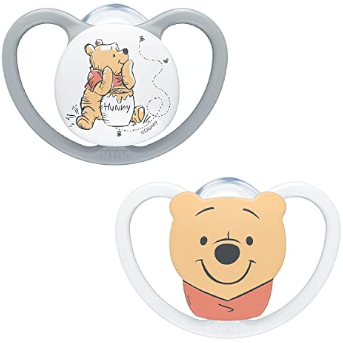 NUK Space Baby Dummy | 6-18 Months | Soothers with Extra Ventilation for Sensitive Skin| BPA-Free Silicone | Disney Winnie the Pooh | 2 Count