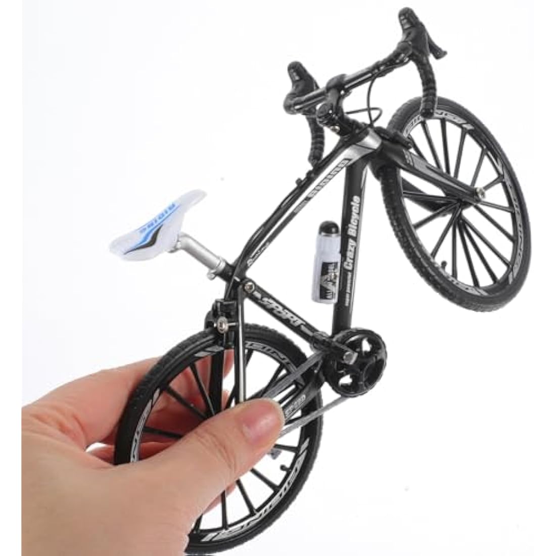 NUOBESTY Alloy Bicycles Model, Creative Alloy Model 1: 10 Mini Simulation Racing Bike Finger Bicycle Toy Desktop Decoration for Kids and Adults, Curving Grip Black