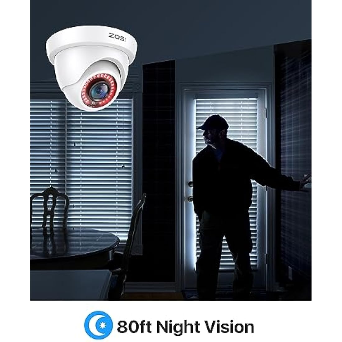 ZOSI 2 Pack 1080P HD TVI Security Camera Outdoor 80ft IR Night Vision, IP66 Weatherproof, 2MP CCTV Surveillance Dome Cameras for 720P/1080N/1080P/5MP/4K HD-TVI AHD CVI Analog DVR Systems(White)