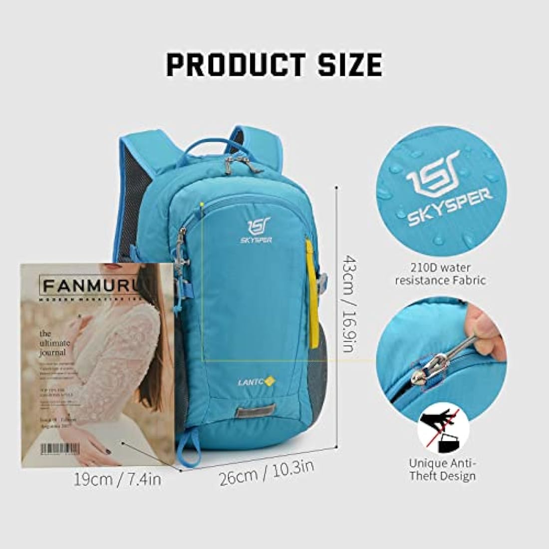 SKYSPER Small Hiking Backpack, 20L Lightweight Travel Backpacks Hiking Daypack Rucksack Women Men for Trekking Backpacking Outdoor Sports(Blue)