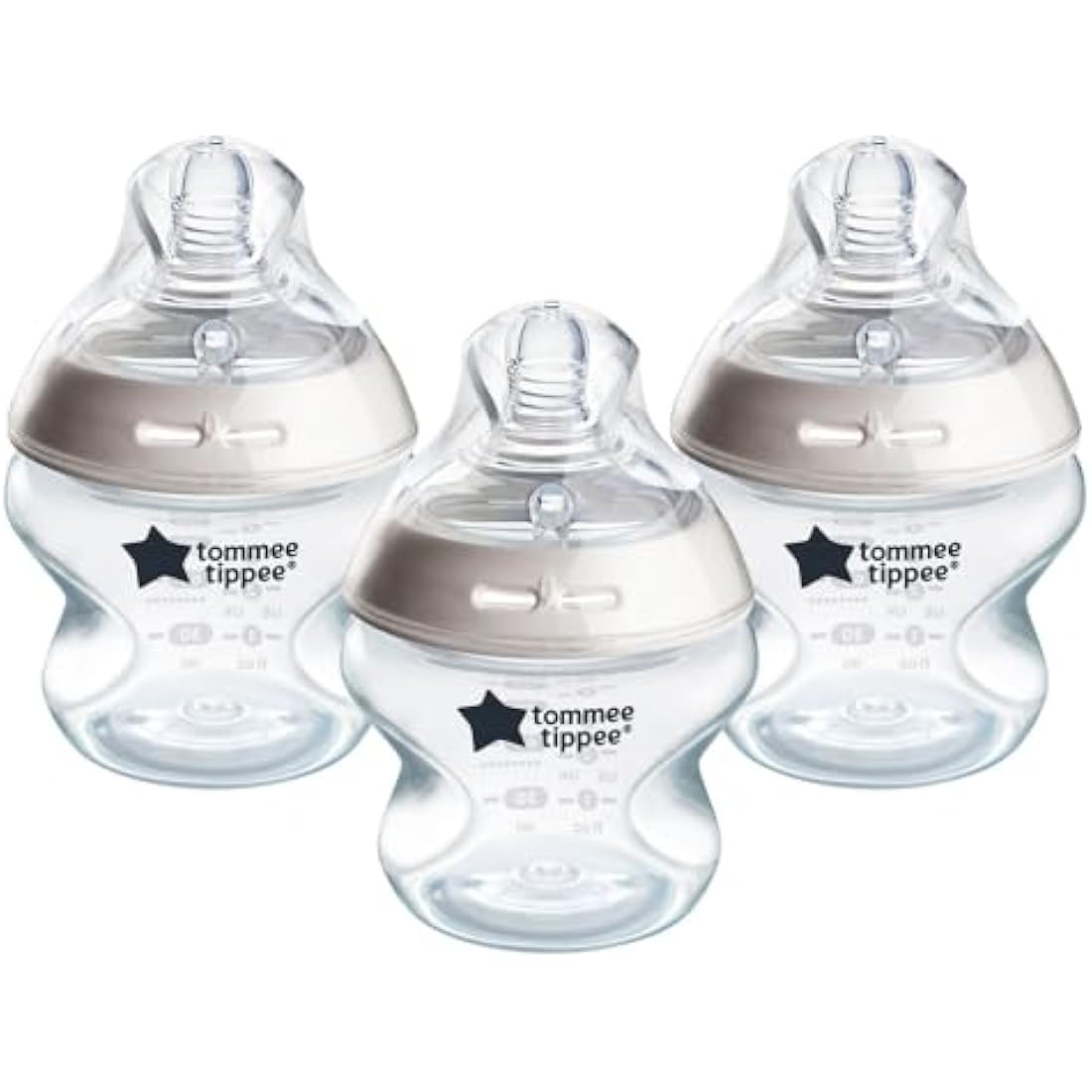 Tommee Tippee Natural Start Baby Bottles for 0m+, Pack of 3 150ml Baby Bottles, with Slow Flow Breast-Like Teat for a Natural Latch, Self-Sterilising and BPA Free, Baby Feeding Essentials