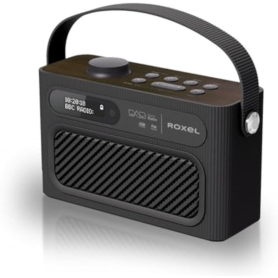 Roxel RDR-40 Stereo DAB/DAB+ Digital and FM Radio Portable Wireless Speaker with Dual Alarm Clock Function, USB & Micro SD MP3 Playback Function, 3.5mm Headphone Output (Black)