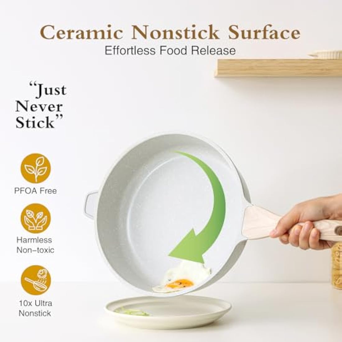 Kordisen Nonstick Ceramic Deep Frying Pan, 28 cm Non Toxic Skillet with Lid, Healthy Saute Pan for Cooking, Induction Cookware, PFOA & PFAS Free