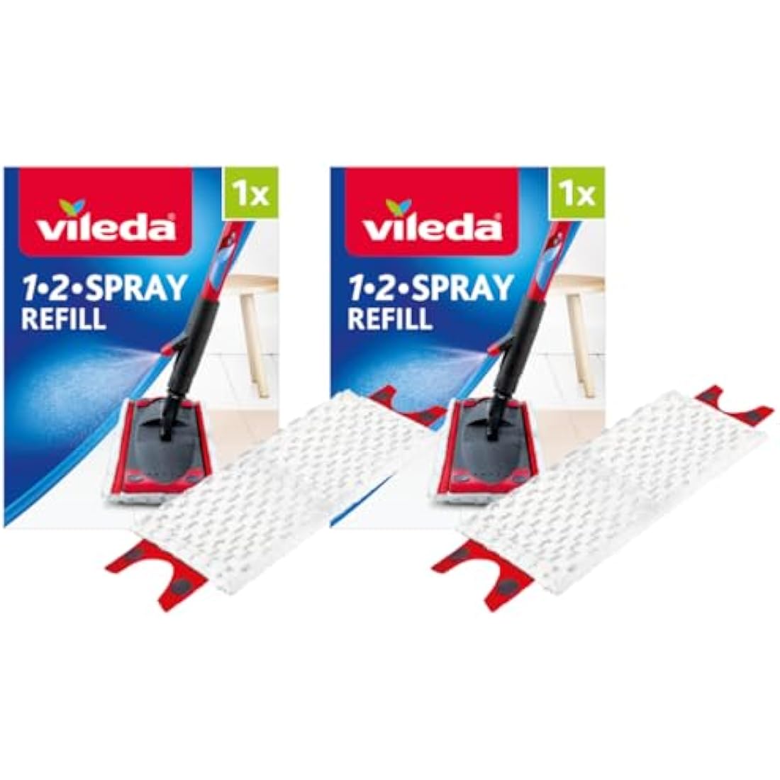 Vileda 1-2 Spray Microfibre Pads Refill Mop Head Replacement Set for Vileda Ultramax and Spray Mops, Pack of 2 Refills