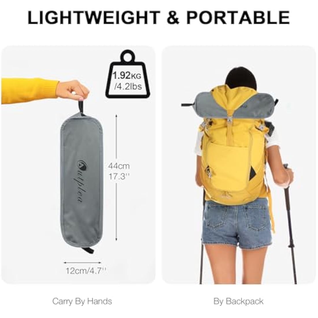 Outplea Lightweight Camping Chair Comfy High Back, Portable Compact Travel Chair for Hiking Picnic Fishing Backpacking, Grey