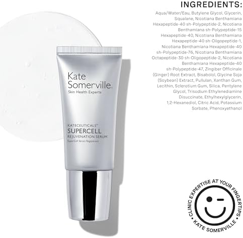 Kate Somerville KateCeuticals SuperCell Rejuvenation Serum, Anti-Ageing, Vegan Stem Cell Formula and Active Peptides, 30 mL