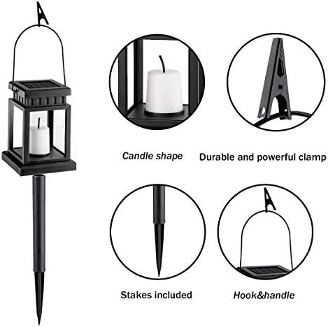 GIGALUMI Solar Hanging Lantern Outdoor, 8 Pack Solar Candle Lights with Stake for Garden,Patio , Lawn, Deck , Umbrella, Tent, Tree,Yard,Driveway(Warm White).