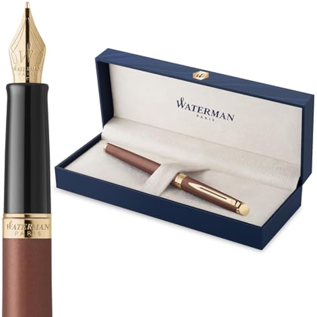 Waterman Hémisphère Fountain Pen | Copper Red (The Understated Edit Collection) | Medium Nib with Blue Ink | Gift Box