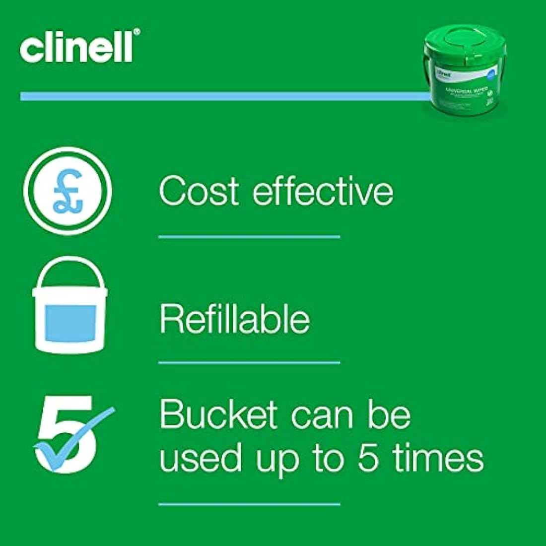 Clinell Universal Cleaning and Disinfectant Wipes for Surfaces - 4 x Buckets of 225 Wipes (900 Wipes Total) - Multi Purpose Wipes, Kills 99.99% of Germs, Effective from 30 Seconds