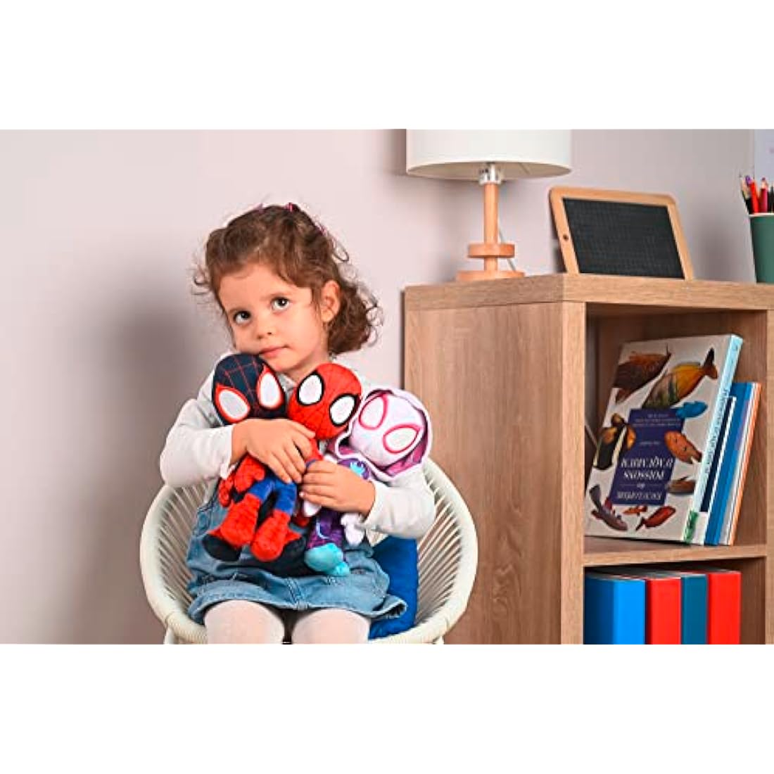 Disney Spiderverse Ghost Spider Action Figure Soft Toy with Glow in the Dark Eyes, Multicolor, One Size, 25 cm