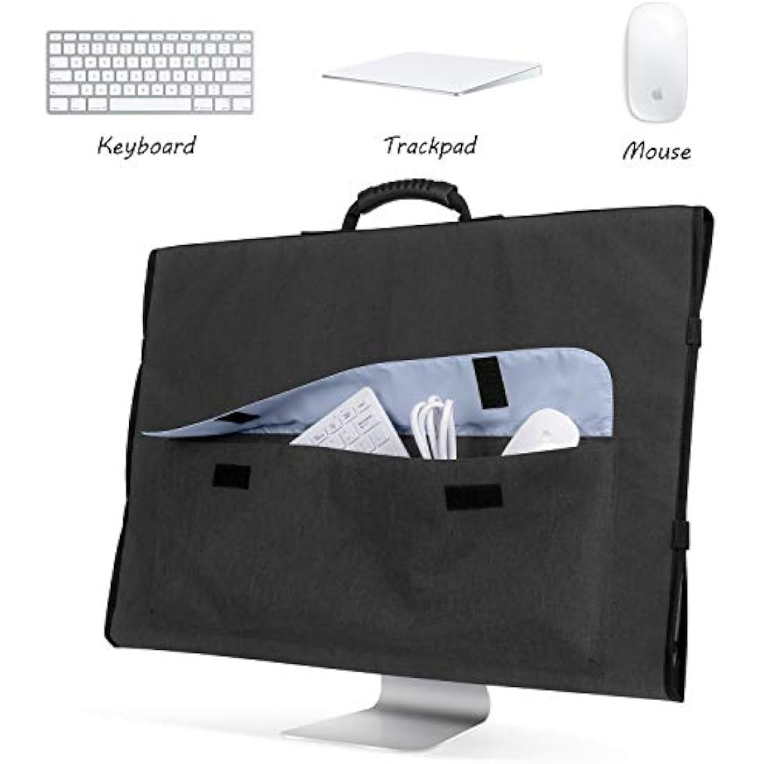 CURMIO Travel Carrying Bag for Apple 27" iMac Desktop Computer, Protective Storage Case Monitor Dust Cover with Rubber Handle for 27" iMac Screen and Accessories(Patent Pending), Black