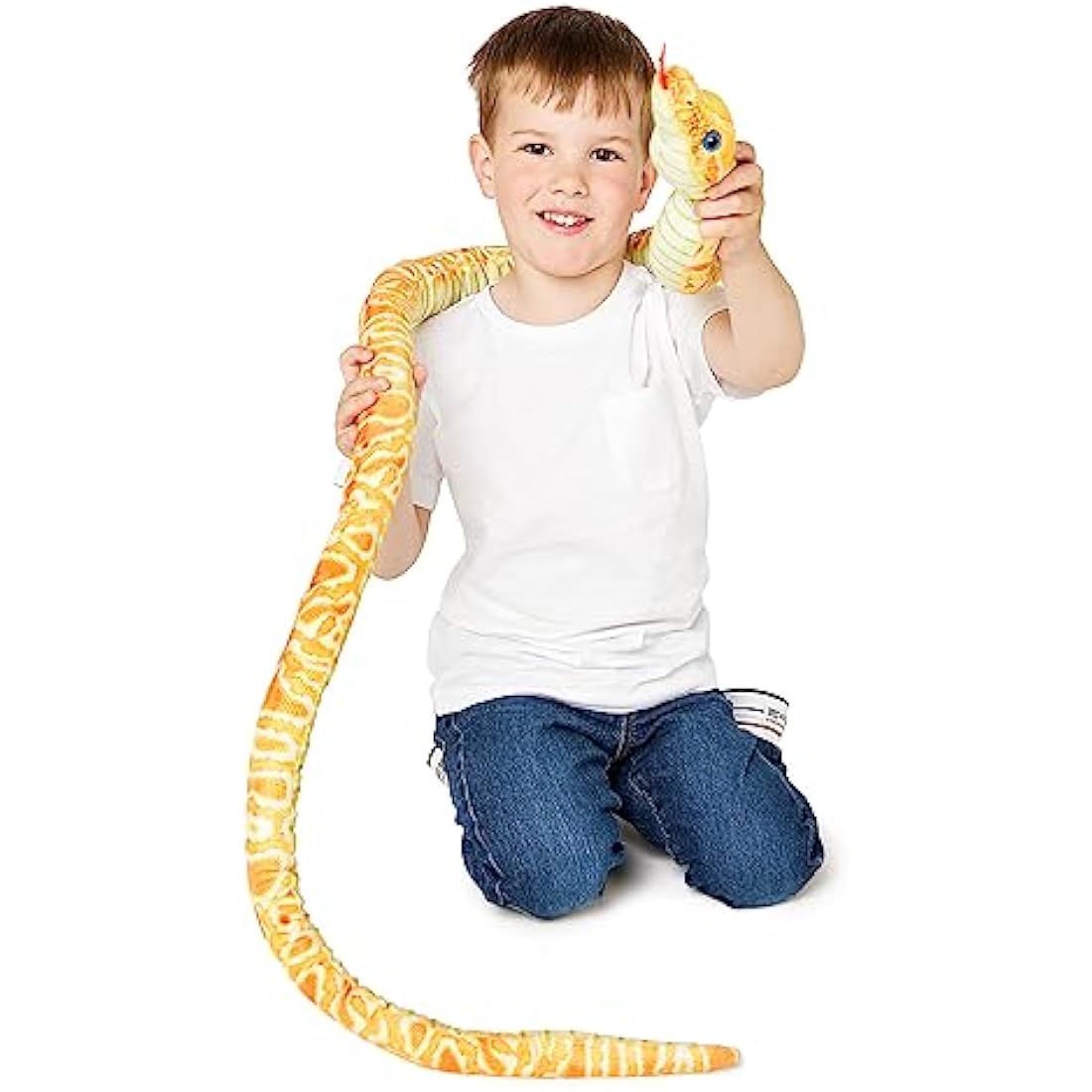 Zappi Co Kids Stuffed Soft Cuddly Plush Snake Toy - Part of Safari Animals Collection: Realistic and Lifelike, Perfect for Kids (180 cm Length)(Yellow Corn Snake)