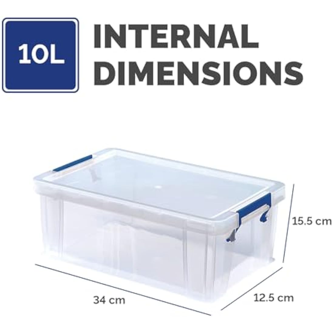 BANKERS BOX 10L Plastic Storage Boxes with Lids. ProStore Super Strong Plastic Storage Boxes (14 x 34 x 21.5cm), Made in the UK, Clear