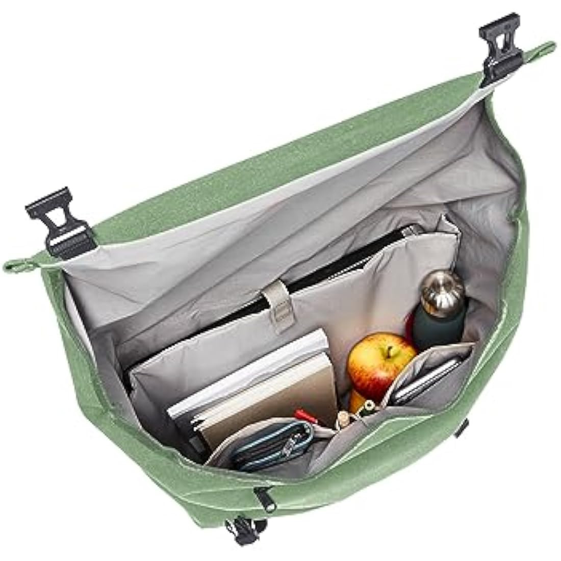 VAUDE Bicycle Pannier 2-1 20L Green Stylish Business Bicycle Bag 100% Waterproof Pannier Rack Bag Easy Attachment - Made in Germany