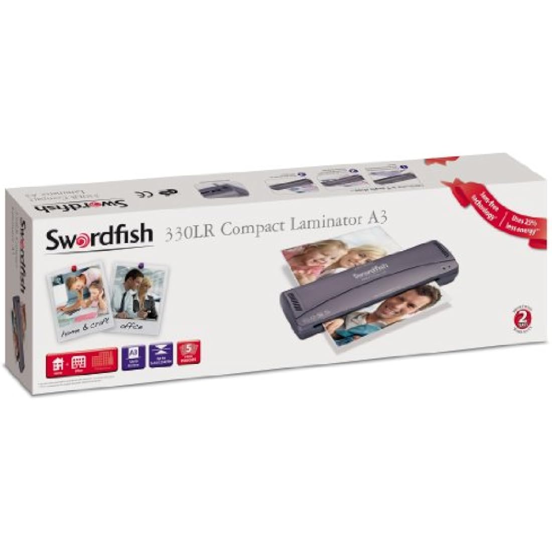 Swordfish 330LR A3 Compact Paper/Document Laminator for Home/Office, Grey