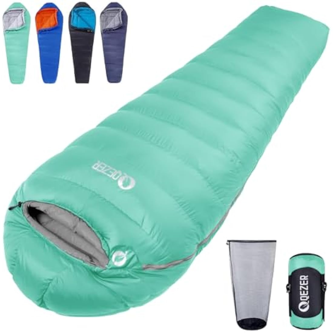 QEZER Down Sleeping Bag 4 Season, Lightweight Winter Sleeping Bag 0 Degree to -12 Degree C for Adults and Kid Camping, Hiking and Backpacking Outdoor Filled 600+FP Down