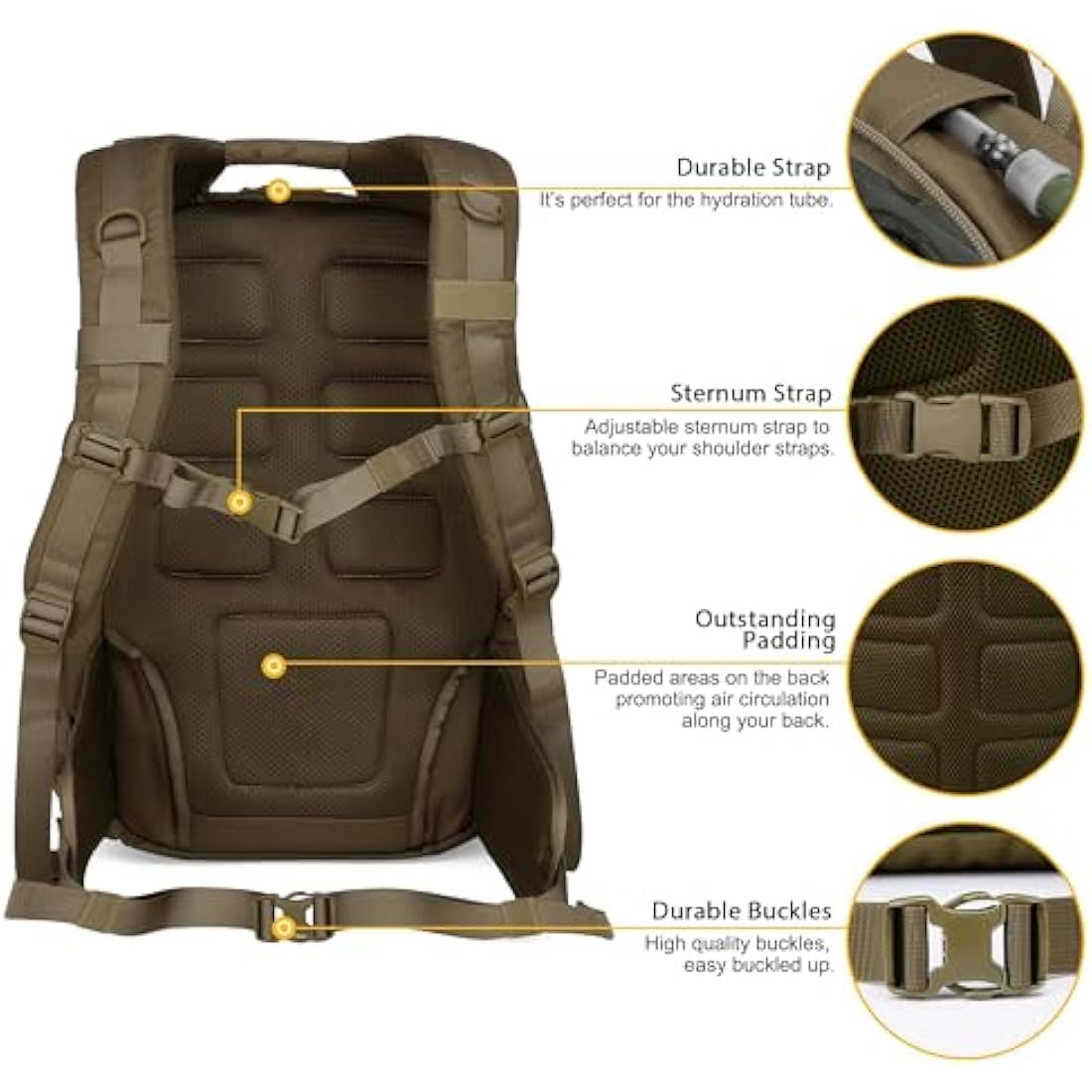 Mardingtop 40L Military Tactical Backpack Practical Rucksack for Men with Molle System Outdoor Hiking Backpack Army Backpack for Hiking, Traveling, Mountaining