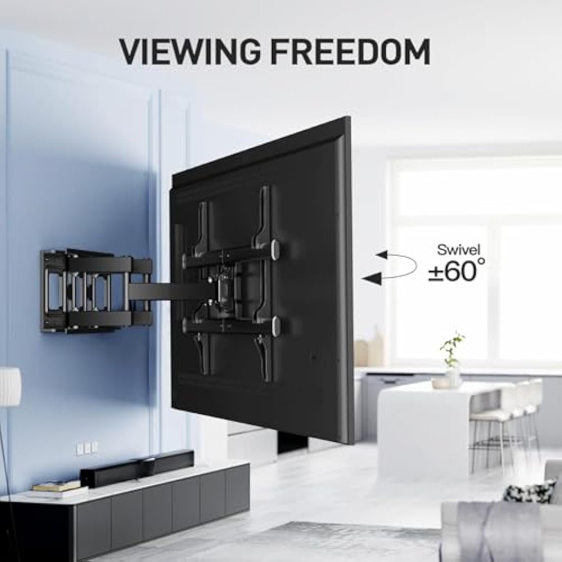 PERLESMITH TV Wall Bracket, for 37-85 Inch TVs up to 60kg, Swivel Tilt Extend TV Wall Mount, 55 65 inch Wall Brackets max VESA 600x400mm, PSPILFK1