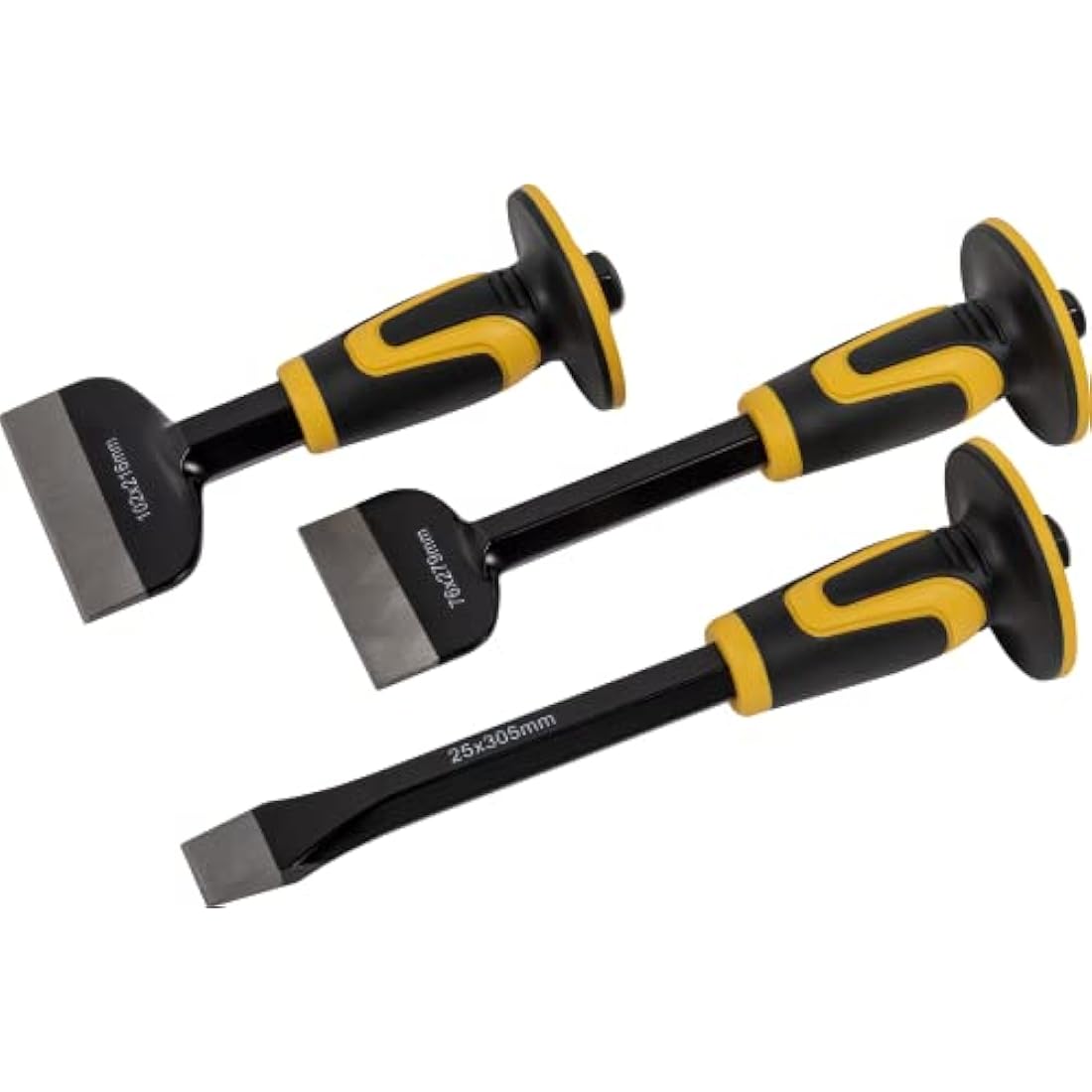 Roughneck ROU31993 Bolster & Chisel Set - 3 Piece Including: Brick Bolster 102x216mm (4x8½in) Electrician’s Bolster76x279mm (3x11in) & x1 Cold Chisel 25x305mm (1x12in), Multi