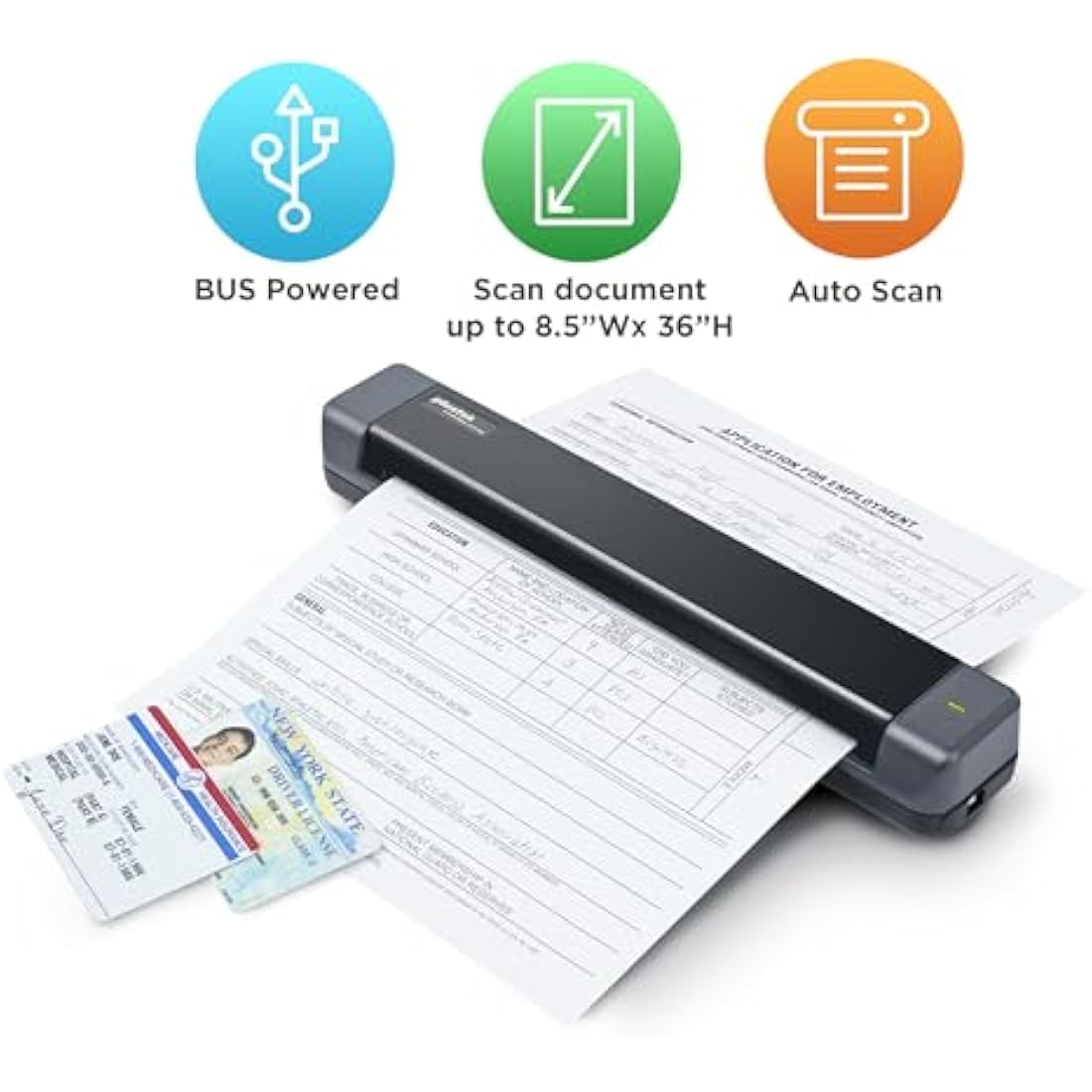 Plustek S410 Plus - Small USB Portable Sheet-Fed A4 Document Scanner for Windows 7 / 8 / 10 / 11 , OCR Software Include
