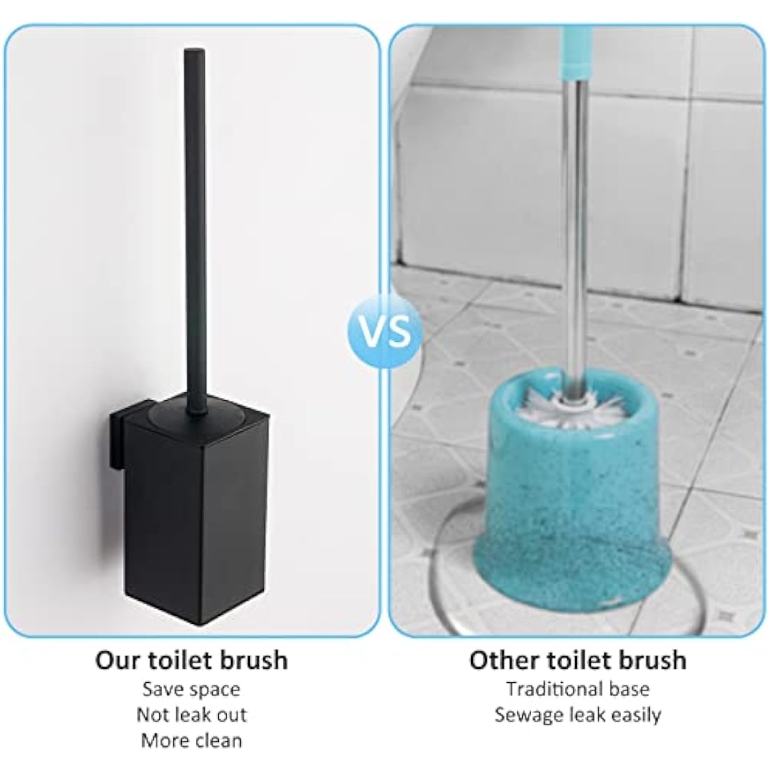 BGL 304 Stainless Steel Wall-Mounted Square Toilet Brush Holder (black)