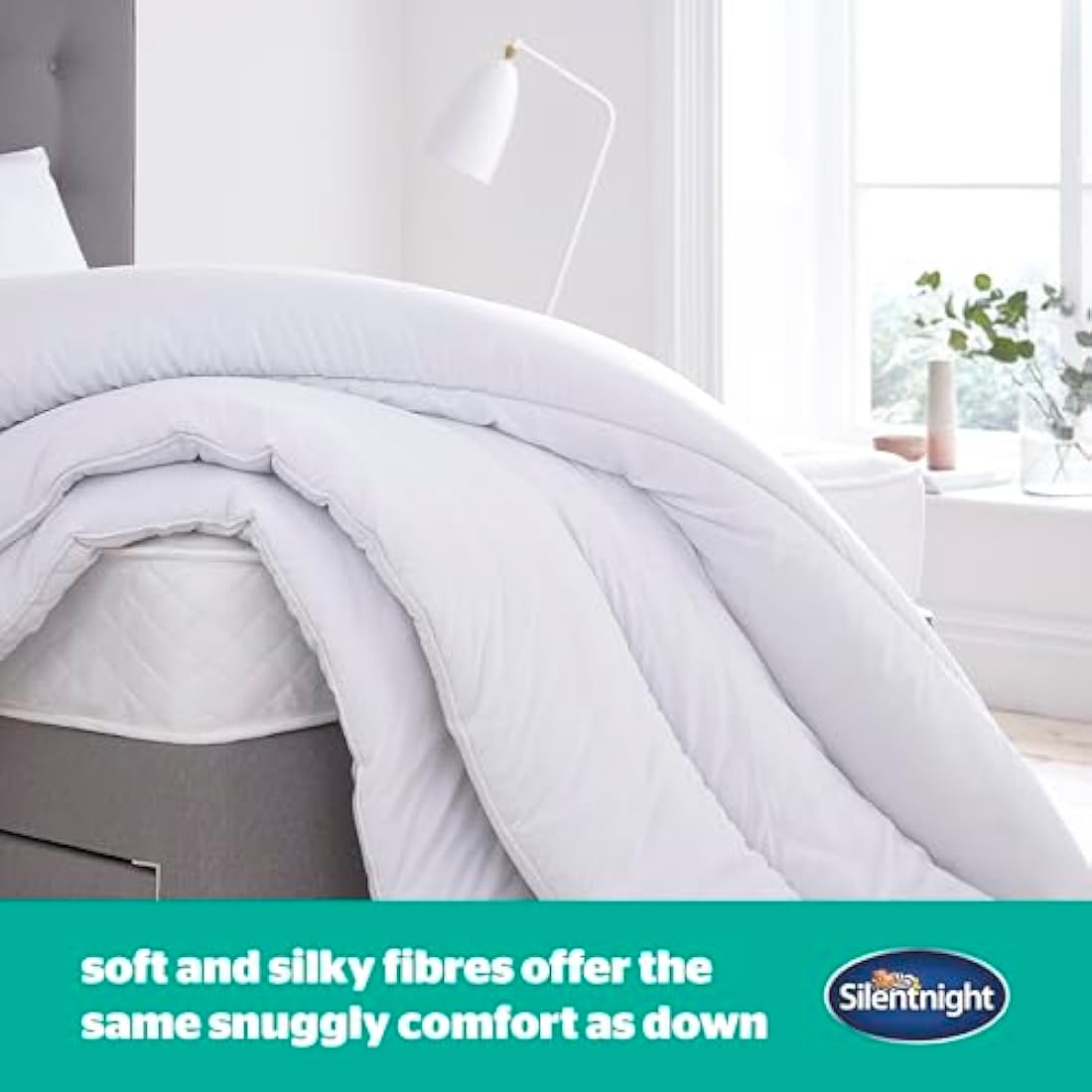 Silentnight Just Like Down 13.5 Tog Double Duvet - Luxury Hotel Winter Warm Thick Heavyweight Duvet Quilt with Soft Silky Down Like Fibres - Machine Washable and Hypoallergenic - Double