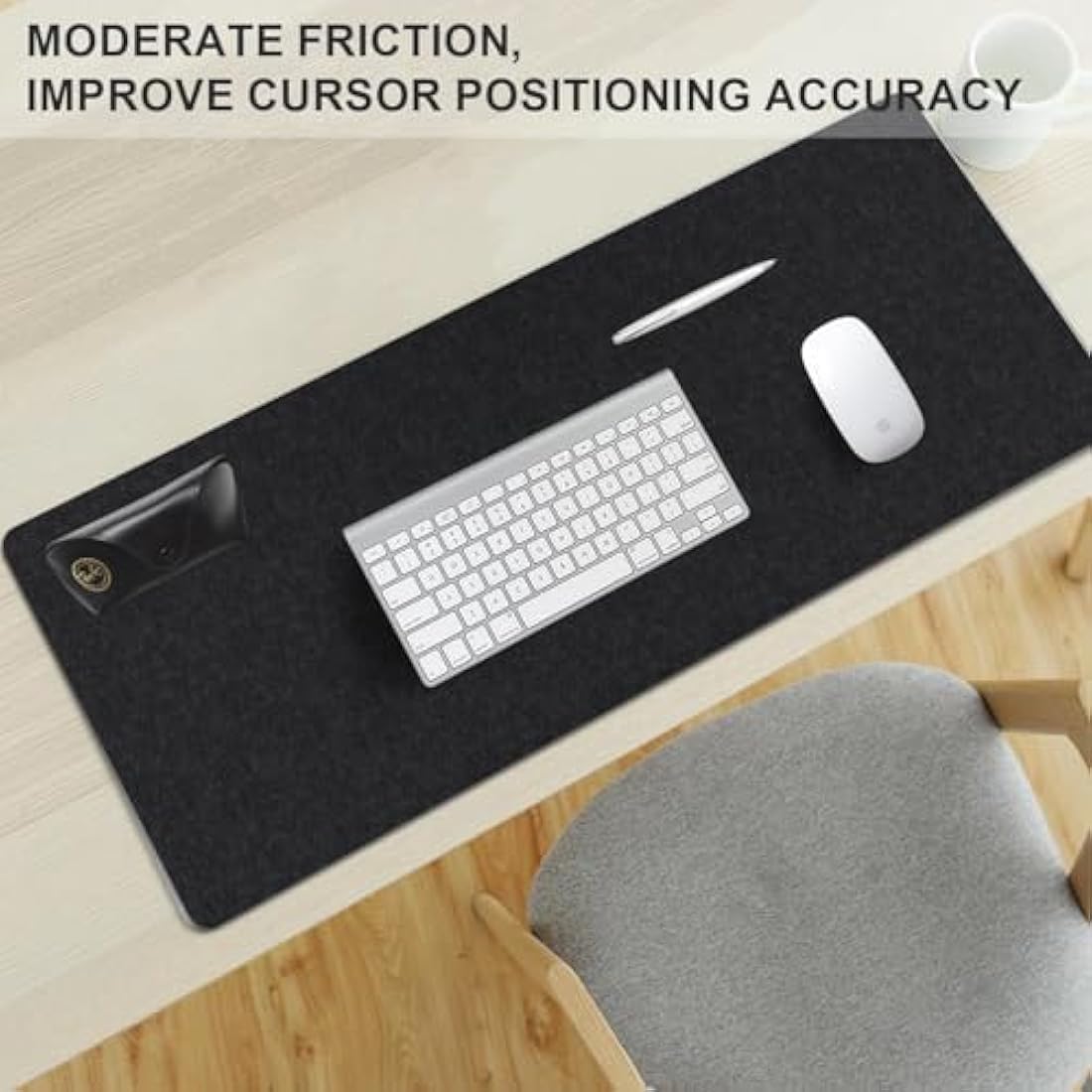 DawnTrees 120x50 cm Desk Mat,Felt Desk Pad Protector,Office Felt Desk Mat, Keyboard Pad, Extra Large Mouse Pad…（Dark Grey